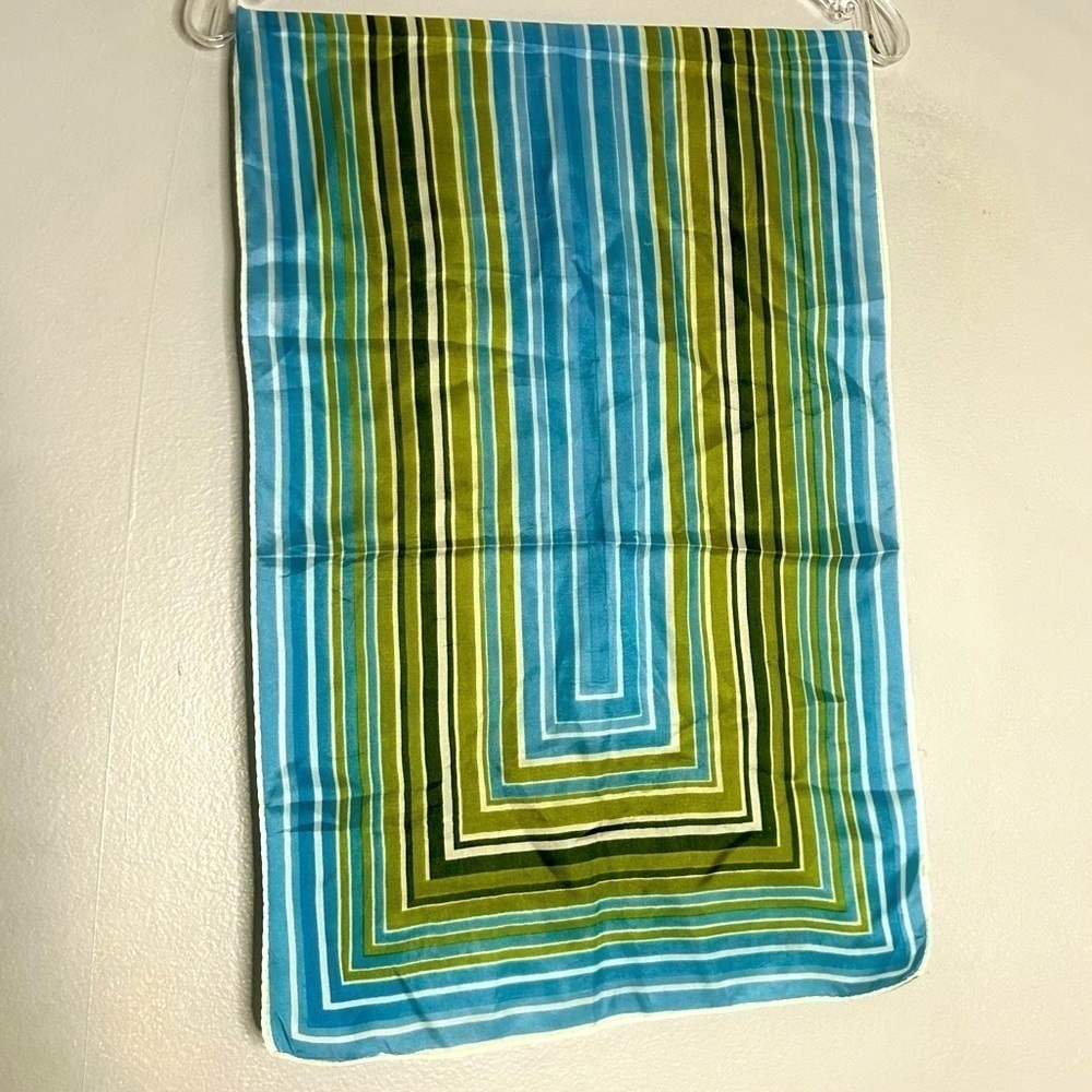 Vintage made in Japan rectangle striped acetate blue green earth tone